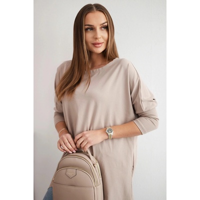 Oversize blouse dark beige krémová
