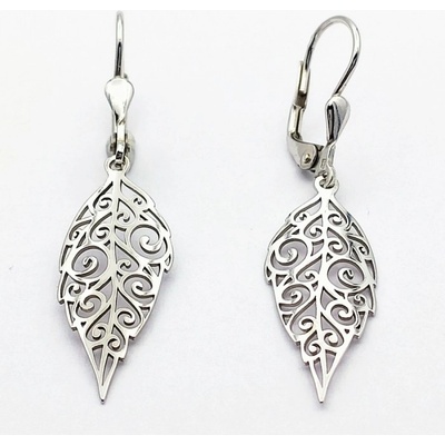 Zlato-minerály stříbrné náušnice list NA0934mn