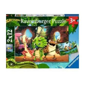 Ravensburger Пъзел Ravensburger 2х12 части - Бандата на динозавърчетата, 7005125