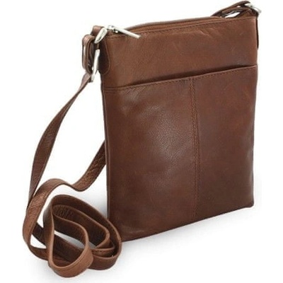 Arwel Tmavě hnědá dámská kožená zipová crossbody kabelka Jenny