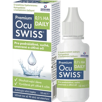 Premium Ocuswiss DAILY 0,1 % HA zvlhčující oční kapky 10 ml