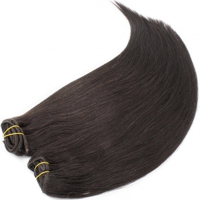 Clip in maxi set 43cm pravé ľudské vlasy - REMY 140g - prírodná čierna