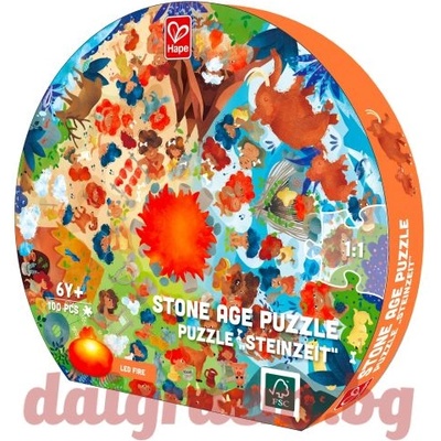 Hape Образователен пъзел hape e1638 - 100 части - Каменна ера (h1638)