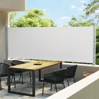vidaXL Zatahovací boční markýza/zástěna na terasu 160x600 cm krémová