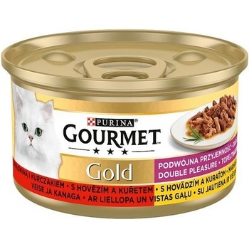 Gourmet Gold grilované a dušené kousky masa s hovězím a kuřetem 85 g