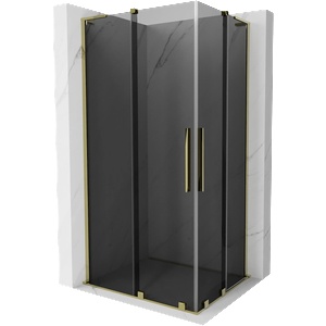 Mexen Velar L Duo плъзгаща душ кабина 90 x 80 см, графит, злато - 871-090-080-02-43-50 (871-090-080-02-43-50)