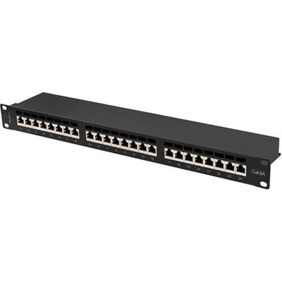 Lanberg Пач панел, Lanberg patch panel 24 port 1U 19" CAT. 6a ftp with cable organizer shielded black (PPSA-1024-B)