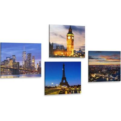 Set obrazů noční města - 4x 40x40