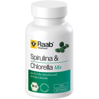 Raab Vitalfood Био спирулина и хлорела микс - 200 таблетки