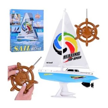 Jokomisiada Remotely controlled sailing yacht Sailboat with remote control steering wheel RC0639