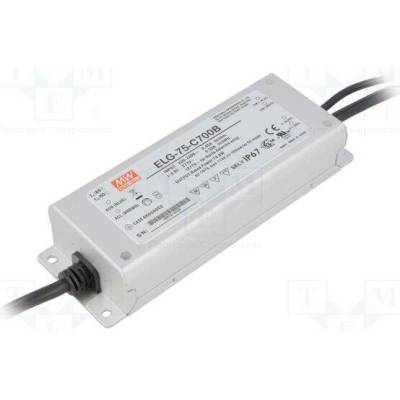MEAN WELL ELG-75-C700B Napájecí zdroj: spínaný; LED; 75W; 53÷107VDC; 700mA; 180÷295VAC