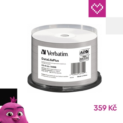 Verbatim CD-R 700MB 52x, printable, spindle, 50ks (43745) – Zboží Živě