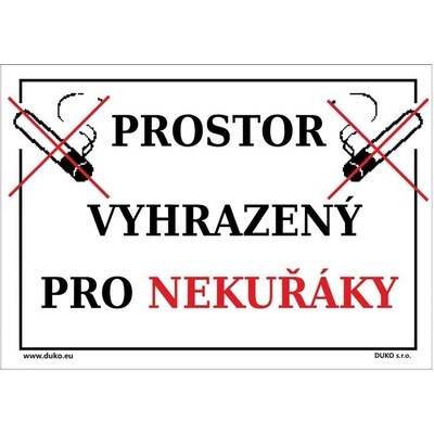 DUKO PROSTOR VYHRAZENÝ PRO NEKUŘÁKY Formát: 210 x 148 mm, Materiál: samolepící vinylová fólie