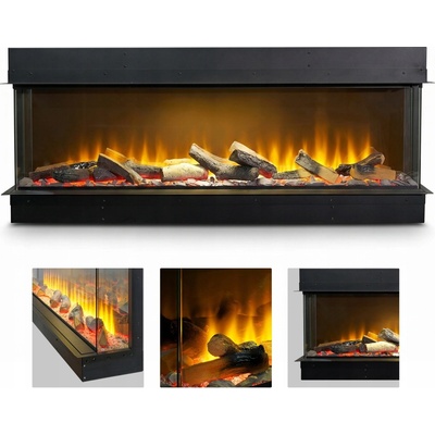 Acantha Aspire Nástěnný krb s funkcí vytápění elektrický 125 2000 W 130,4 x49 x23,5 cm černý