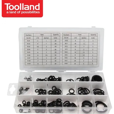 ToolLand Комплект гумени О-пръстени, 225 броя / Toolland HAS02 / (TLN HAS02)
