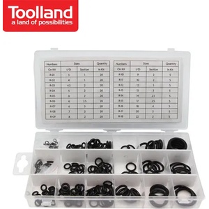 ToolLand Комплект гумени О-пръстени, 225 броя / Toolland HAS02 / (TLN HAS02)