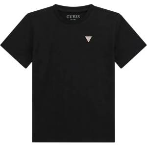 GUESS Черна тениска с изчистен дизайн за момче с малко лого Guess