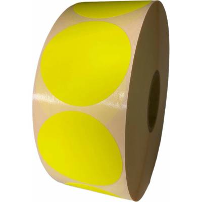 Papierová Etiketa kruh 15 mm, Papier, Žltá reflexná, Dutinka 76 mm, 2000 ks/kotúč, Permanentné lepidlo