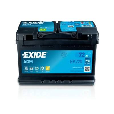 Autobaterie EXIDE Start-Stop AGM 12V 72Ah 760A EK720 (POUZE OSOBNÍ ODBĚR V PRAZE )