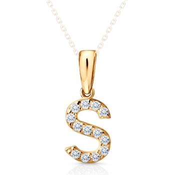SAVICKI Висулка с буква s savicki: жълто злато, цирконий