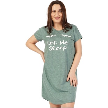 Зелена макси нощница с апликация и черен надпис