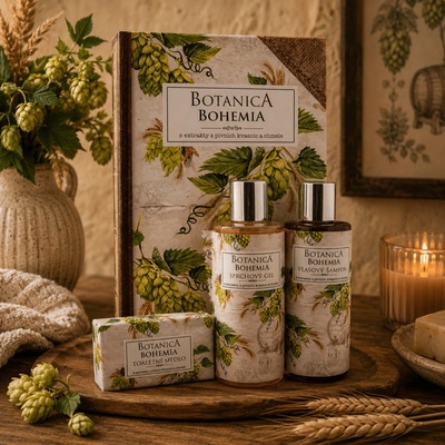 Bohemia Gifts & Cosmetics Botanica Chmel a obilí sprchový gel 200 ml + šampon 200 ml + mýdlo 100 g dárková sada