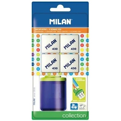 Strúhadlo dvojité s nádobkou MILAN COLLECTION + 4 gumy MILAN 430 - blister