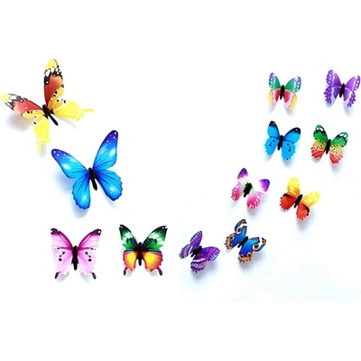 Sada fluorescenčních motýlů na zeď 12 ks mix barev – Zbozi.Blesk.cz