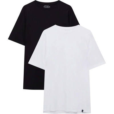 Pull&Bear Тениска черно, бяло, размер M