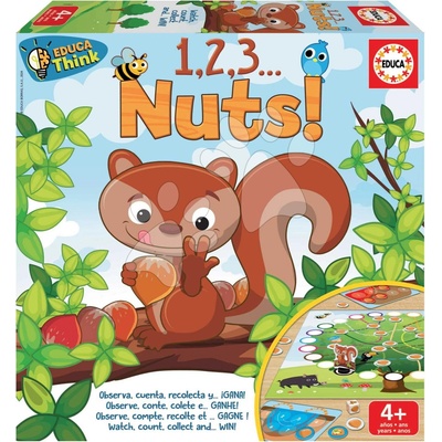 Zbieranie orieškov Think 1,2,3 Nuts Educa pre 2-4 hráčov v španielčine angličtine francúzštine a portugalčine od 4 rokov