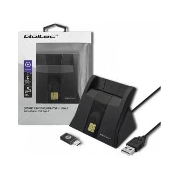 Qoltec Smart chip ID card scanner USB 2.0 Plug&Play vertical