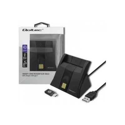 Qoltec Smart chip ID card scanner USB 2.0 Plug&Play vertical