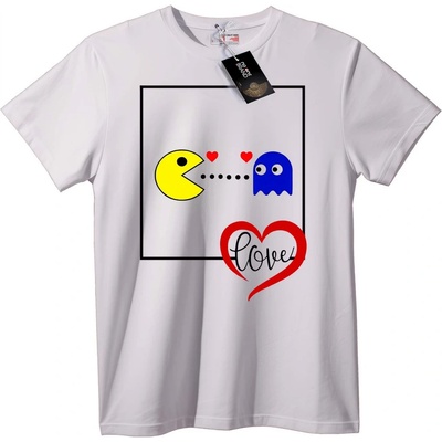 NOONEBRAND Тениска Pac-Man Сърце на Любовта - L, White