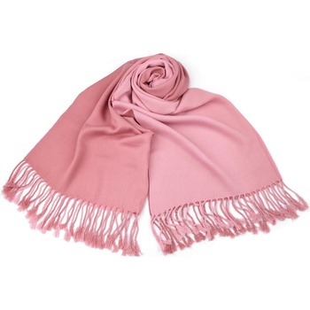 šátek / šála ombré s třásněmi 15 starorůžová růžová světlá