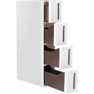 SONGMICS Regál do výklenku s kolečky, úzký vozík se 4 zásuvkami 45x17x84cm