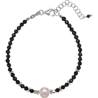 Alisia korálkový náramek z černého spinelu s pravou perlou AL4108-Argento-Spinello