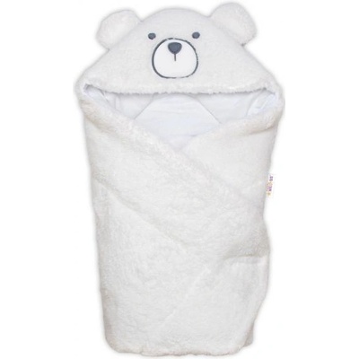 Baby Nellys Baránková zavinovačka s kapucňou bavlna baránok Teddy Bear biela smotana