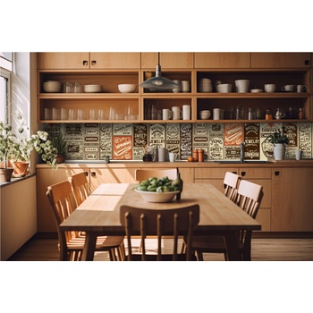 DIMEX ART s. r. o Фототапет за кухня - винтидж етикети 420 x 60 см