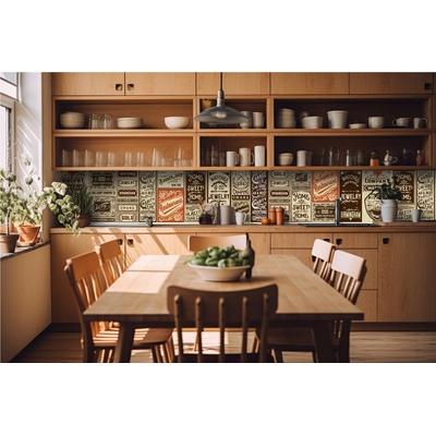 DIMEX ART Фототапет за кухня - винтидж етикети 420 x 60 см