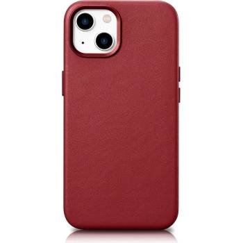 ICARER Кейс от естествена кожа iCarer за iPhone 14 Plus, червен (съвместим с MagSafe) (WMI14220707-RD)