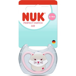 Nuk Perfect Match биберон залъгалка, силикон 6-18 мес. 1бр. , AIR, Коте (10176342)
