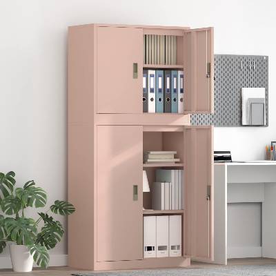 vidaXL Шкаф за съхранение 2 бр. Розово 80 x 40 x 175 см Стомана (3438736)