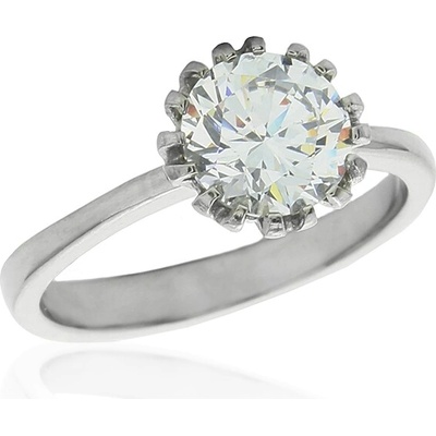 BM Jewellery Dámský prsten se zirkonem z chirurgické oceli S331060