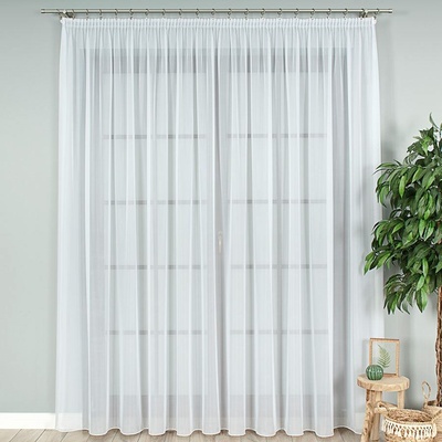 Hladký bílý voál LUX s olůvkem - 330 cm obšití okrajů 330