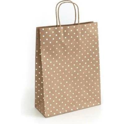 Velkoobchodplus Papírová taška Kraft zlaté puntíky 33x10x24cm, 5ks
