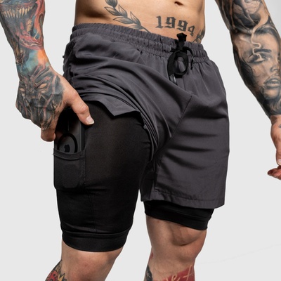 Iron Aesthetics Funkčné šortky SweatPro 2in1 tmavosivé