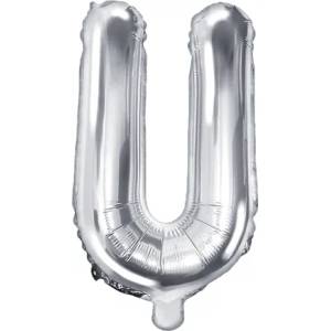 PartyDeco Балон от фолио Mini - Буква U 35см сребърен