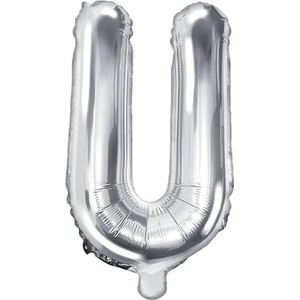 PartyDeco Балон от фолио Mini - Буква U 35см сребърен