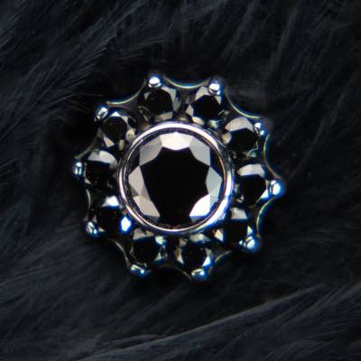 CryptoEshop Titanová kulatá koncovka s černými zirkony Demon P092-09