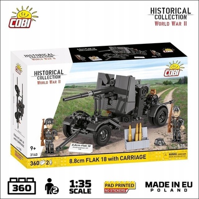 COBI 3140 World War II Německé protiletadlové dělo 8.8 cm Flak 18 s lafetou 1:35 – Zboží Dáma
